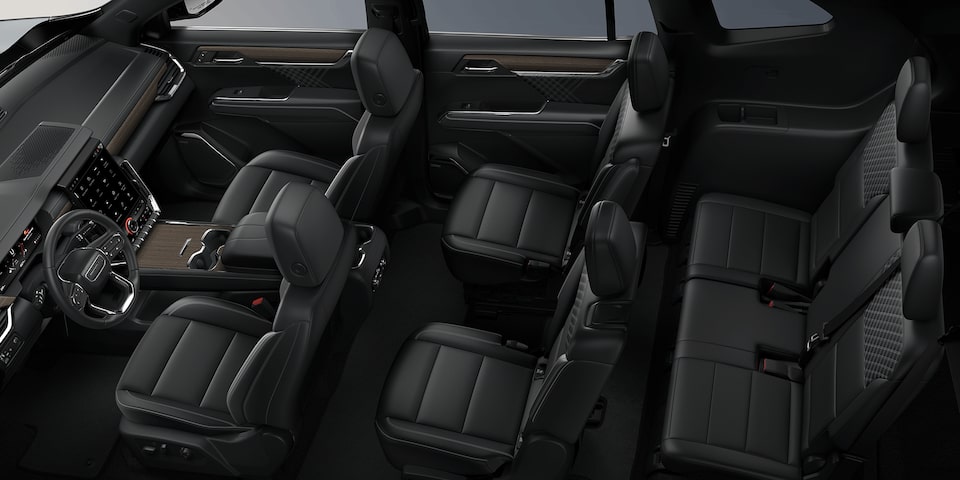 Top view of the 2024 GMC Acadia Denali interior: After Dark.