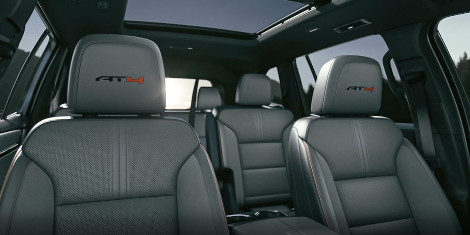 Heated and ventilated front seats of the 2024 GMC Acadia AT4.