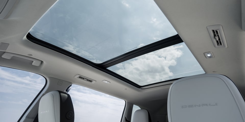 Panoramic sunroof on the 2024 GMC Acadia Denali.