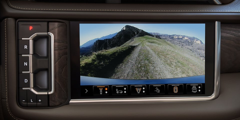 A camera view being displayed in the infotainment screen on the 2024 GMC Yukon Denali.