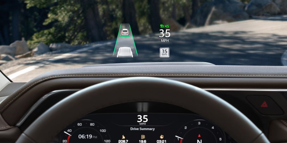 Heads-up display of the 2024 GMC Yukon Denali.