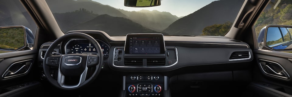 Front interior of the 2024 GMC Yukon SLT.