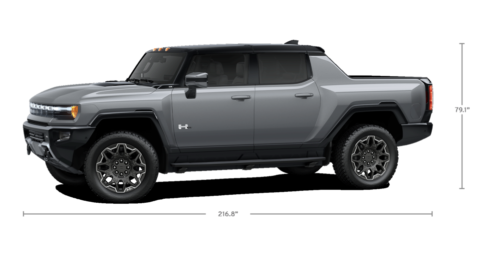 Side view of a Meteorite Gray 2025 GMC Hummer EV Pickup Truck.