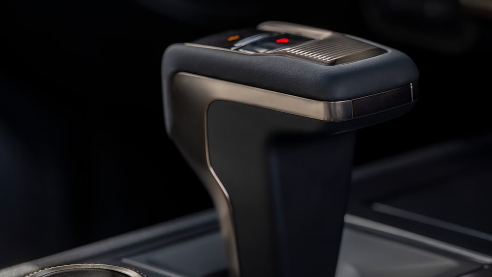 Close up view of the Gear Shift for the 2025 GMC Hummer EV SUV.