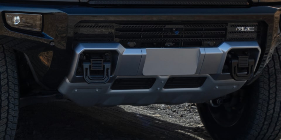 Close up view of the Front Recovery Hook of the 2025 GMC Hummer EV SUV.