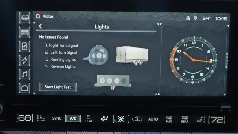 Close up view of the Charging Status, Battery Data and Time for the 2025 GMC Hummer EV SUV on the infotainment screen.