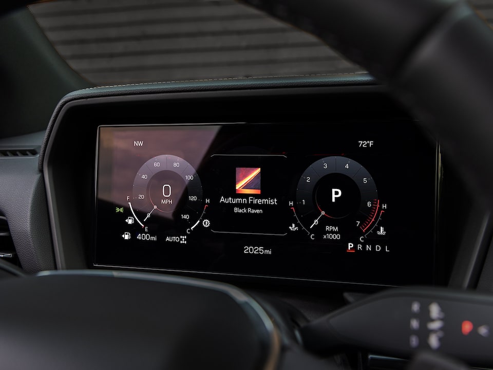 Close up view of the dashboard inside the 2025 GMC Terrain.