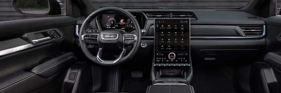 Driver's view of the front interiors of the 2025 GMC Terrain.