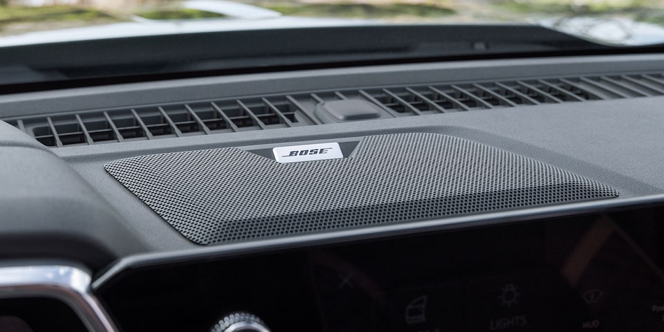 Close-up of the 2025 Canyon AT4 Premium Bose Sound System Speaker.