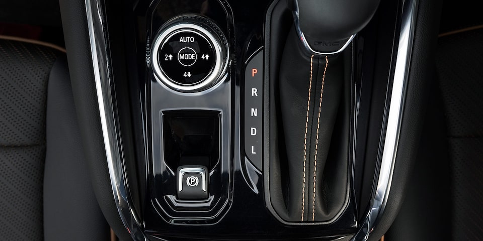 Close up view of the shifting gear of the 2025 GMC Canyon.