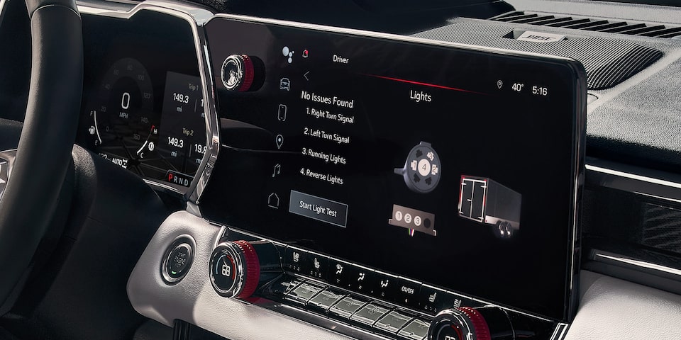 Close up view of the infotainment screen of the 2025 GMC Canyon.