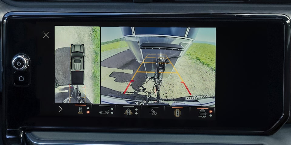 Close-up of an Infotainment System with the Surround View Standard Feature Displayed on the Screen