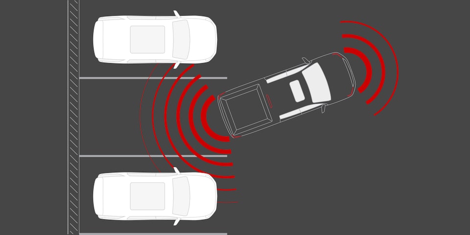 Birds-eye View Displaying the Front and Rear Park Assist Feature