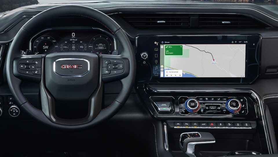 Interior View of the 2025 GMC Sierra 1500 Digital Display.