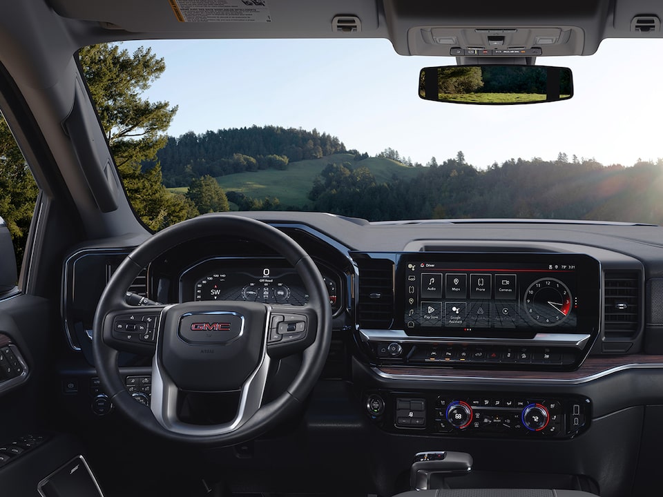 Close-up of the Steering Wheel and Dashboard in the GMC Sierra 1500