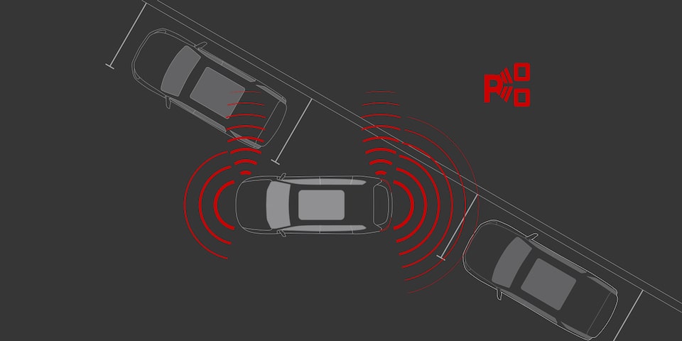 Illustration de l’alerte de prévention de collision du GMC Acadia AT4 2025.