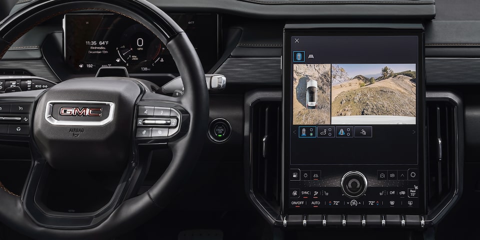 Front view of infotainment screen on the 2025 GMC Acadia Elevation.