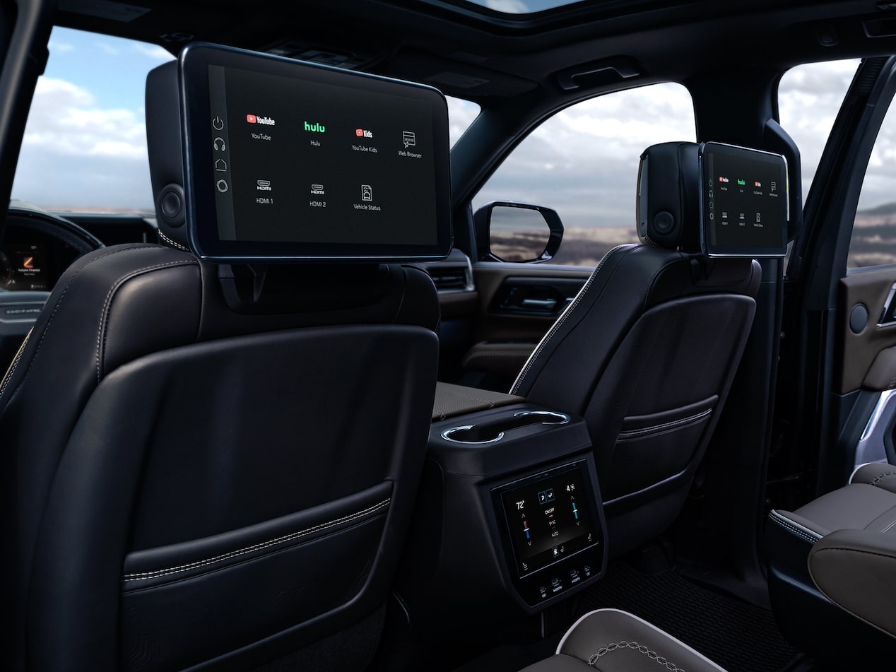 The Rear Infotainment System on the Back of the Head Rests in the 2025 GMC Yukon.