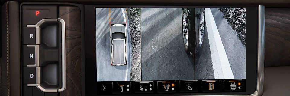 A camera view being displayed in the infotainment screen of the 2023 GMC Denali.