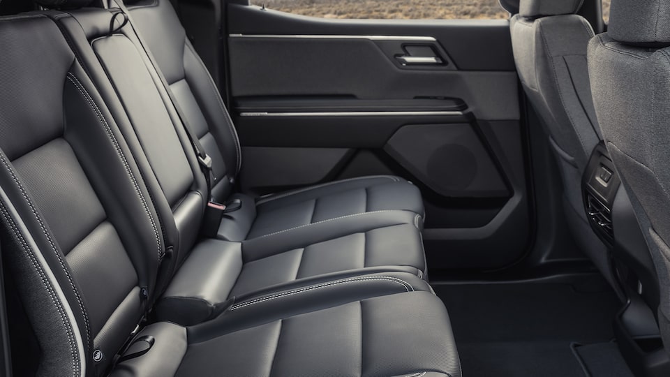The 2026 Sierra EV Pickup Truck Spacious Back Row and Premium Seating.