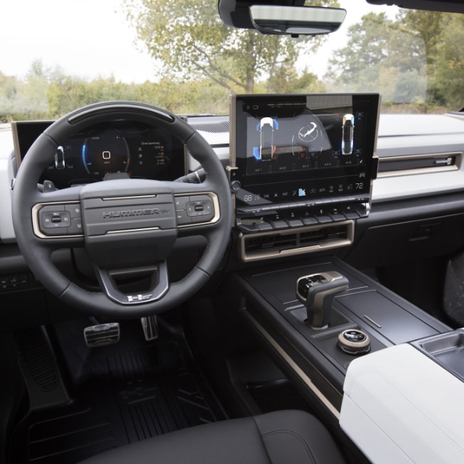 GMC Hummer EV truck front interior.