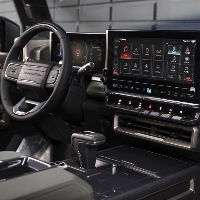 GMC Hummer EV SUV front interior.