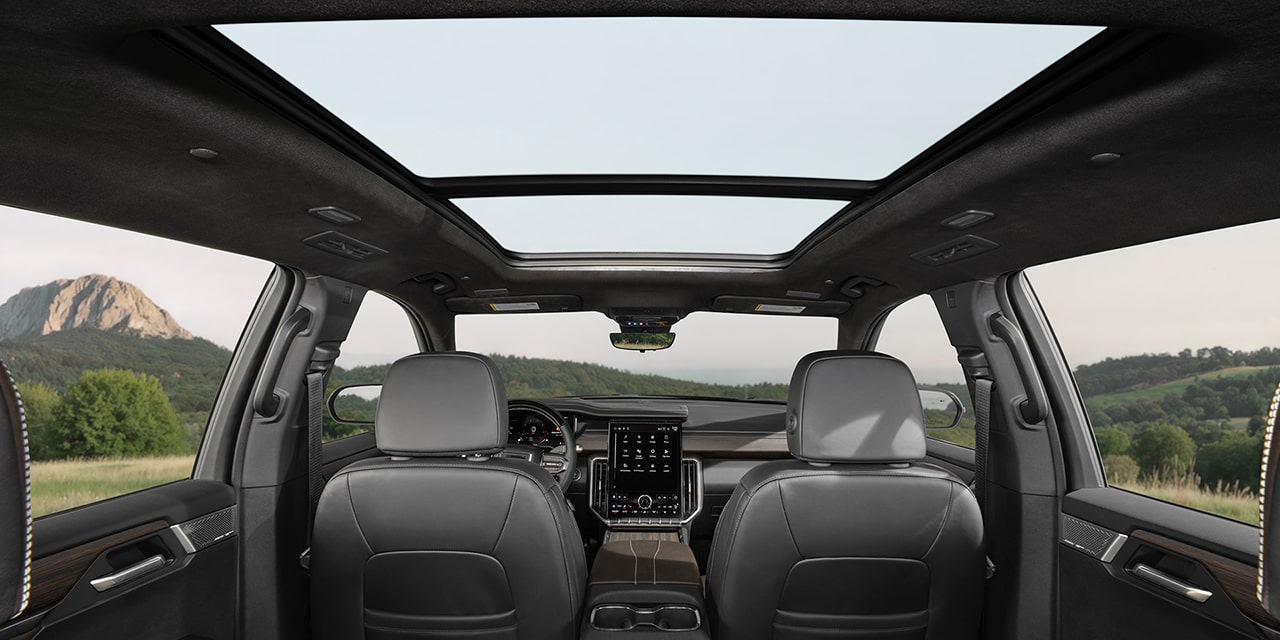 Interior View of the Panoramic Sunroof of the 2026 GMC Acadia Denali Ultimate.
