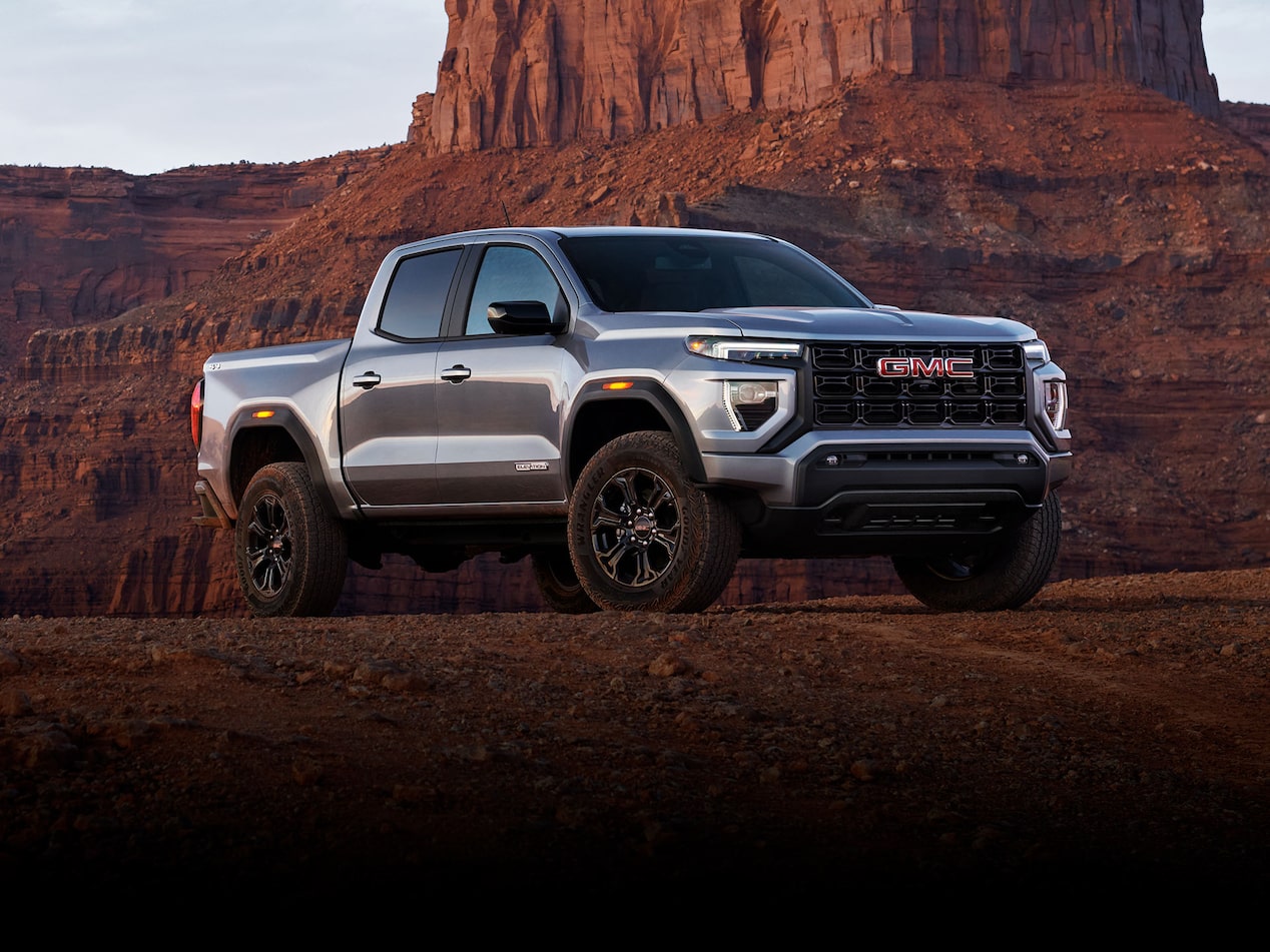 2024 GMC Canyon parked on a desert canyon.