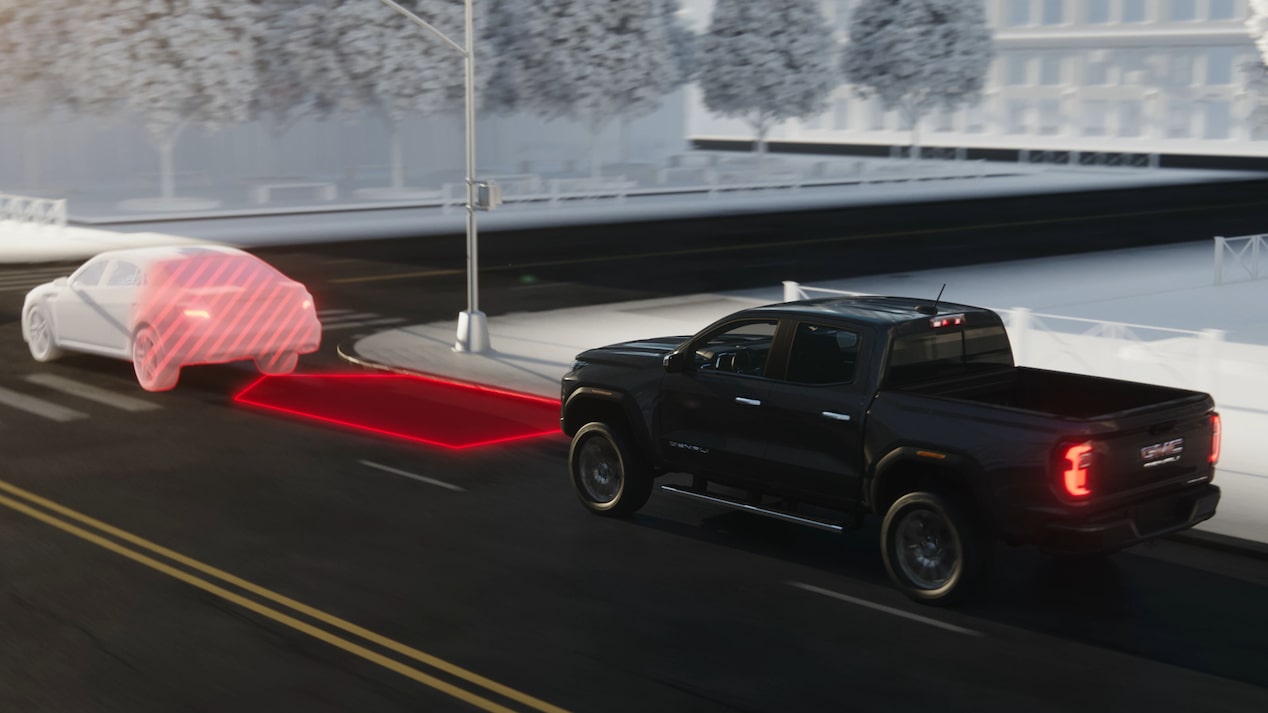 Illustration of the Forward Collision Alert on the 2024 GMC Canyon.