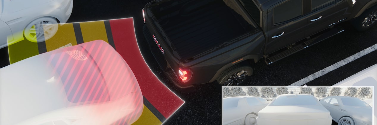 Illustration of the Rear Park Assist on the 2024 GMC Canyon.